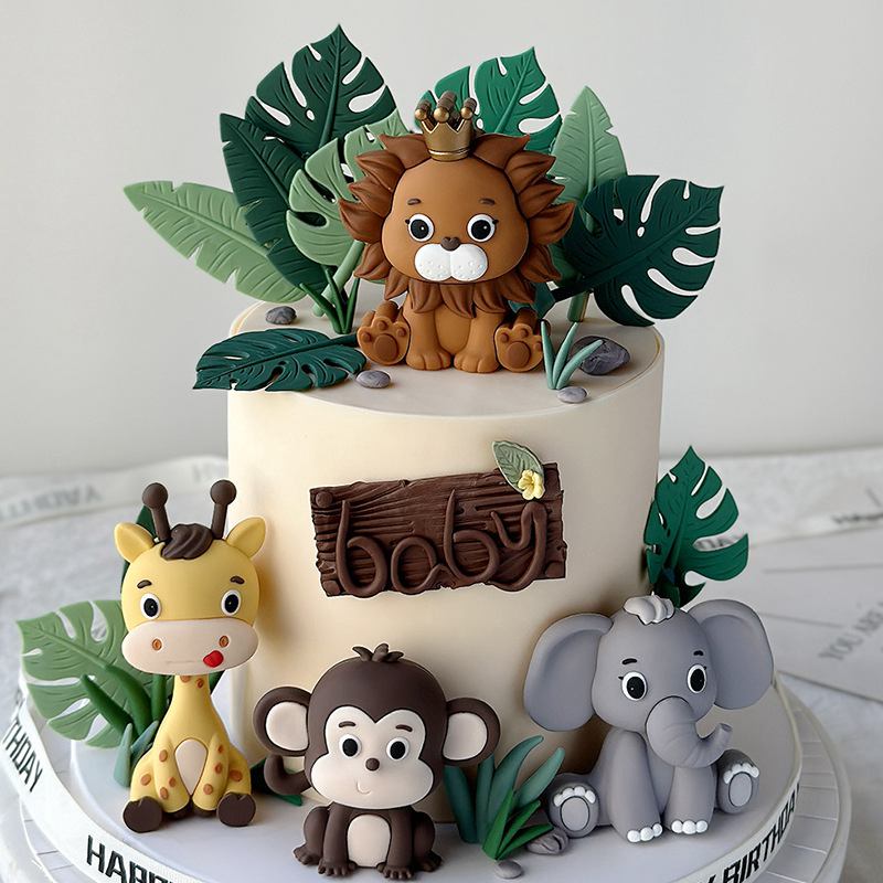 Resin Art Baby - Jungle Safari Dierenpop Taart Decor Leeuw