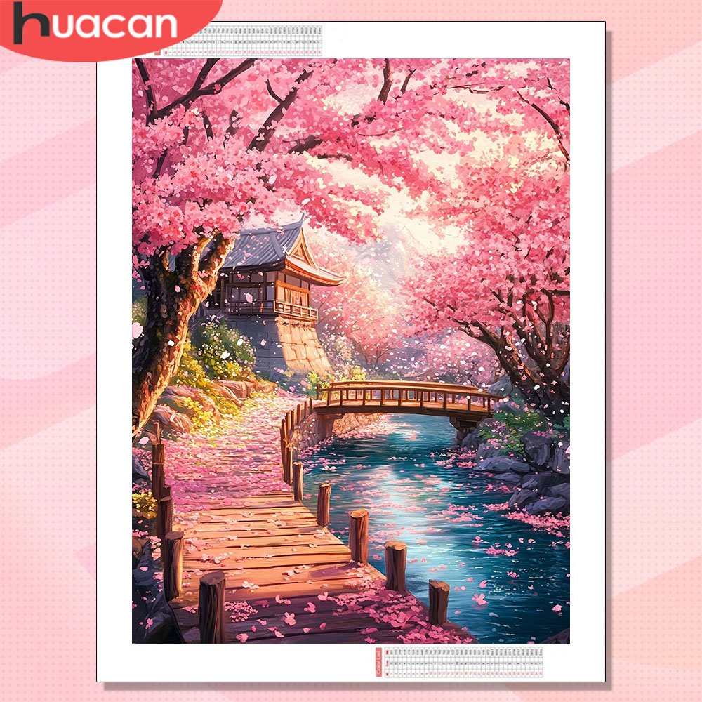Resin Art Wallpaper - HUACAN Diamond Art House Landschap Hobby