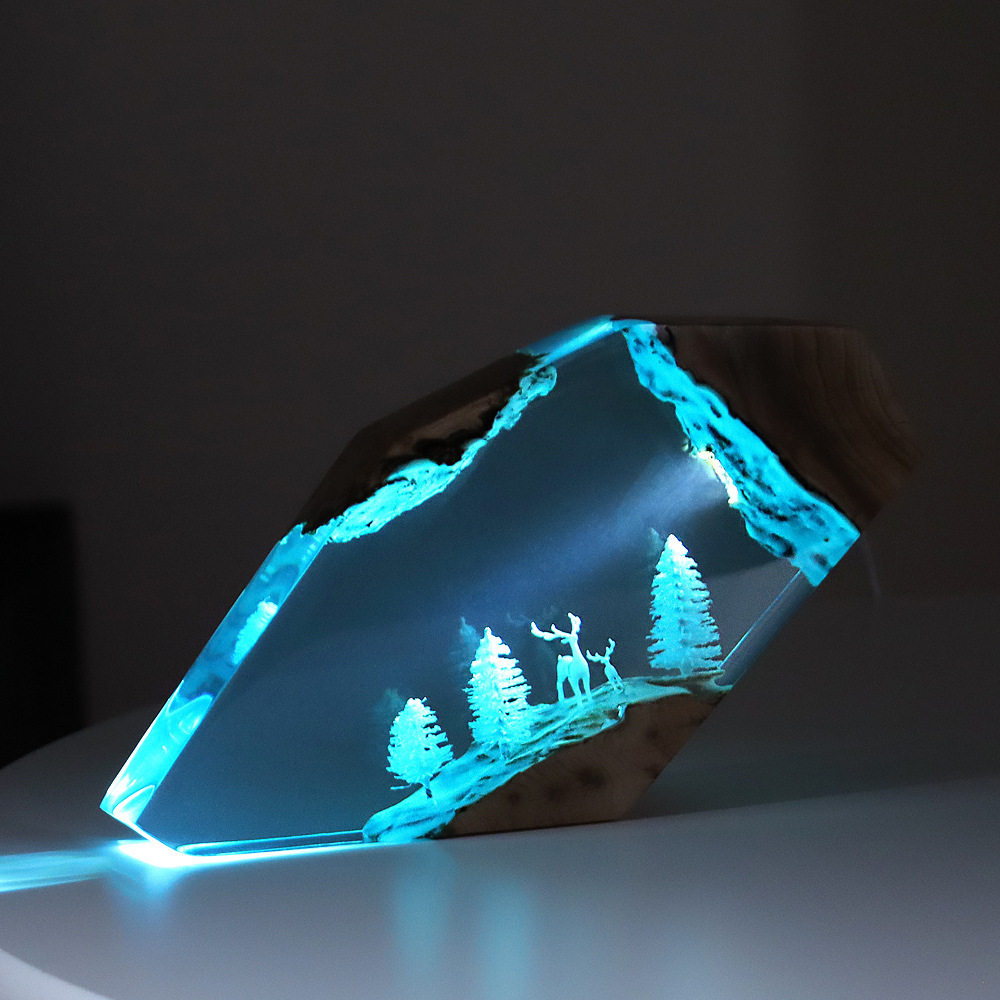 Resin Art Baby - Bosfee Herten Desktop Kunst Gepersonaliseerd Lichtgevend