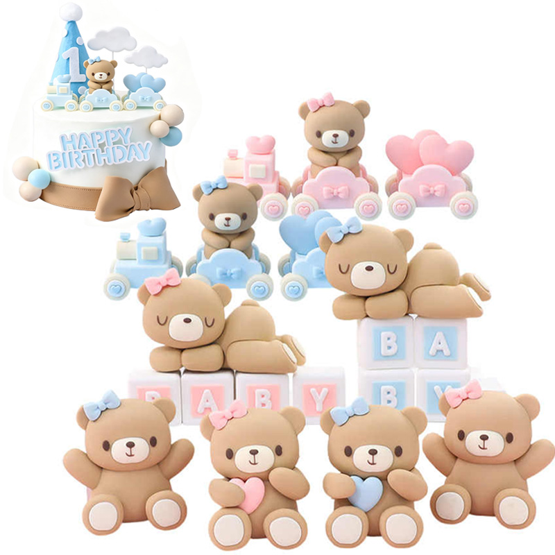 3D Roze Blauwe Beer Taarttoppe - Resin Art Baby recensie en prijs
